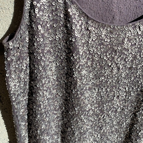 J Crew Sequin Top size M Charcoal Gray - Picture 5 of 6